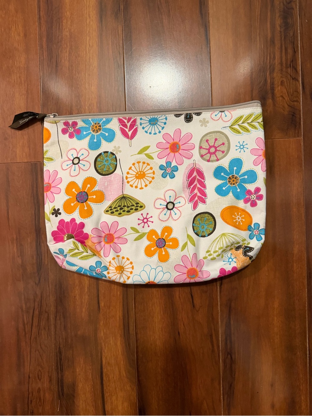 thirty-one Floral Canvas Cosmetic Pouch in Pink, Blue, Orange, Green